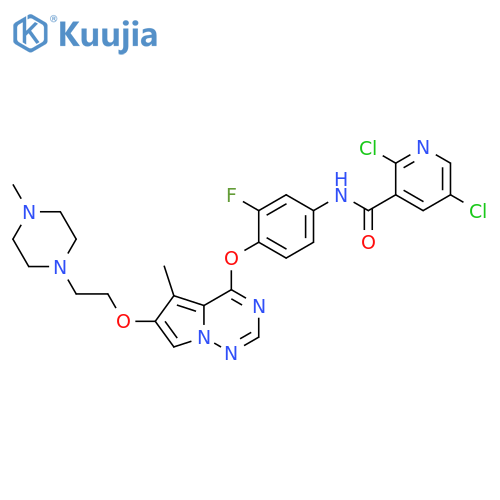 3-Pyridinecarboxamide,2,5-dichloro-N-[3-fluoro-4-[[5-methyl-6-[2-(4-methyl-1-piperazinyl)ethoxy]pyrrolo[2,1-f][1,2,4]triazin-4-yl]oxy]phenyl]- structure