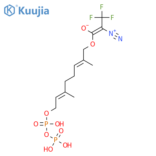 Propanoic acid,2-diazo-3,3,3-trifluoro-,(2E,6E)-10,12,12-trihydroxy-2,6-dimethyl-10,12-dioxido-9,11-dioxa-10,12-diphosphadodeca-2,6-dien-1-ylester structure