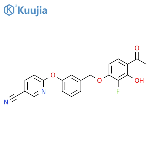 3-Pyridinecarbonitrile,6-[3-[(4-acetyl-2-fluoro-3-hydroxyphenoxy)methyl]phenoxy]- structure
