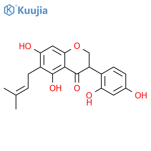 3-(2,4-dihydroxyphenyl)-5,7-dihydroxy-6-(3-methylbut-2-en-1-yl)-2,3-dihydro-4H-chromen-4-one structure