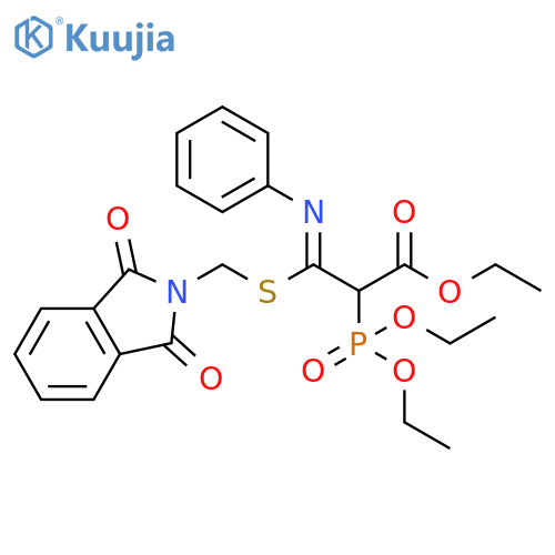 Propanoic acid,2-(diethoxyphosphinyl)-3-[[(1,3-dihydro-1,3-dioxo-2H-isoindol-2-yl)methyl]thio]-3-(phenylimino)-, ethyl ester, (Z)- structure