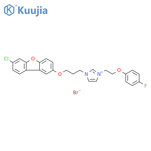 1H-Imidazolium,1-[3-[(7-chloro-2-dibenzofuranyl)oxy]propyl]-3-[2-(4-fluorophenoxy)ethyl]-, bromide structure