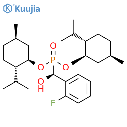 bis(1R,2S,5R)-5-methyl-2-(propan-2-yl)cyclohexyl (S)-(2-fluorophenyl)(hydroxy)methylphosphonate structure