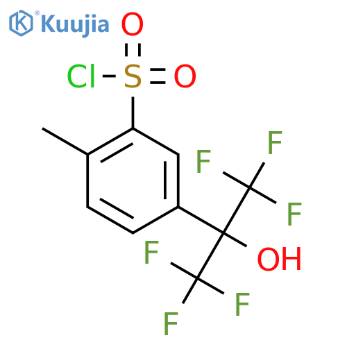 Benzenesulfonyl chloride,2-methyl-5-[2,2,2-trifluoro-1-hydroxy-1-(trifluoromethyl)ethyl]- structure