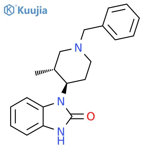 2H-Benzimidazol-2-one, 1,3-dihydro-1-[(3R,4R)-3-methyl-1-(phenylmethyl)-4-piperidinyl]-, rel- structure