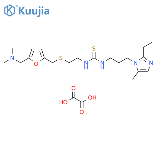 Thiourea, N-[2-[[[5-[(dimethylamino)methyl]-2-furanyl]methyl]thio]ethyl]-N'-[3-(2-ethyl-5-methyl-1H-imidazol-1-yl)propyl]-, ethanedioate (1:2) structure