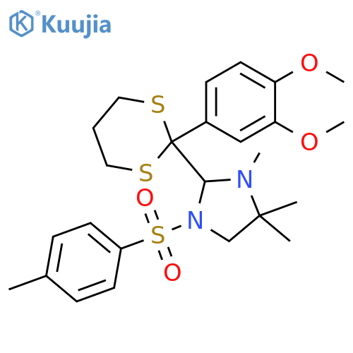 Imidazolidine, 2-[2-(3,4-dimethoxyphenyl)-1,3-dithian-2-yl]-3,4,4-trimethyl-1-[(4-methylphenyl)sulfonyl]- structure