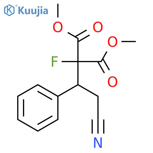 Propanedioic acid, (2-cyano-1-phenylethyl)fluoro-, dimethyl ester structure