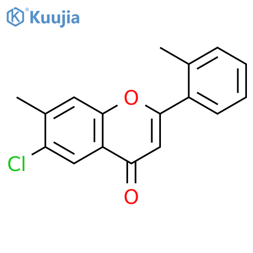 4H-1-Benzopyran-4-one, 6-chloro-7-methyl-2-(2-methylphenyl)- structure