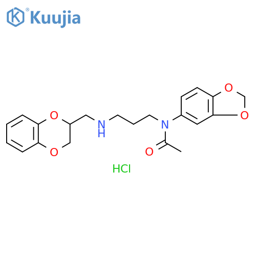 Acetamide, N-1,3-benzodioxol-5-yl-N-[3-[[(2,3-dihydro-1,4-benzodioxin-2-yl)methyl]amino]propyl]-, hydrochloride (1:1) structure