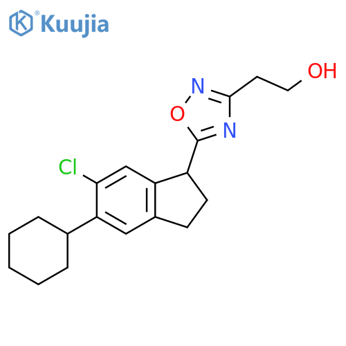 1,2,4-Oxadiazole-3-ethanol, 5-(6-chloro-5-cyclohexyl-2,3-dihydro-1H-inden-1-yl)- structure