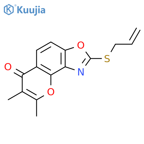 6H-Pyrano[2,3-e]benzoxazol-6-one, 7,8-dimethyl-2-(2-propenylthio)- structure