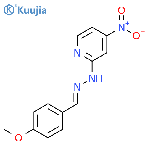 Benzaldehyde, 4-methoxy-, (4-nitro-2-pyridinyl)hydrazone structure