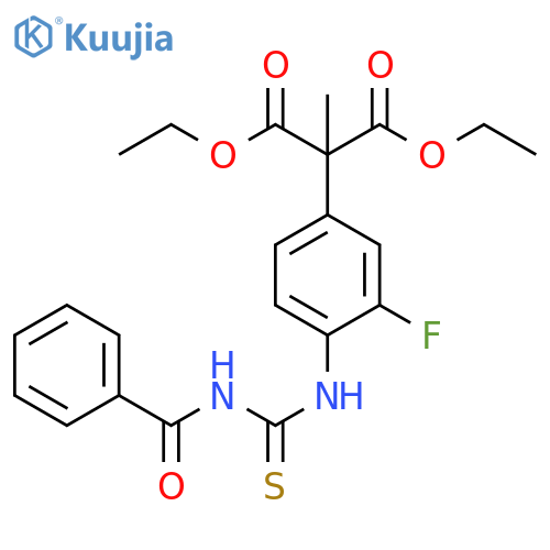 Propanedioic acid,[4-[[(benzoylamino)thioxomethyl]amino]-3-fluorophenyl]methyl-, diethylester structure