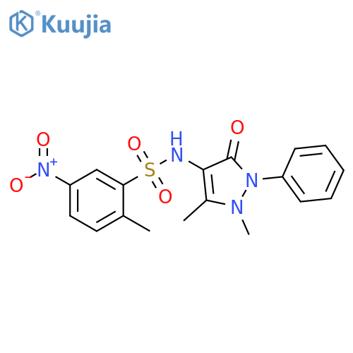 N-(1,5-dimethyl-3-oxo-2-phenyl-2,3-dihydro-1H-pyrazol-4-yl)-2-methyl-5-nitrobenzene-1-sulfonamide structure