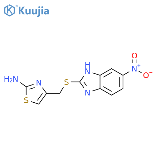 4-{(5-nitro-1H-1,3-benzodiazol-2-yl)sulfanylmethyl}-1,3-thiazol-2-amine structure