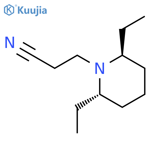 1-Piperidinepropanenitrile, 2,6-diethyl-, trans- structure