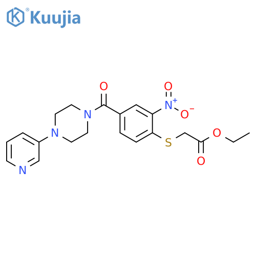 Acetic acid,[[2-nitro-4-[[4-(3-pyridinyl)-1-piperazinyl]carbonyl]phenyl]thio]-, ethylester structure
