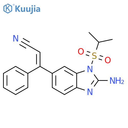1H-Benzimidazol-2-amine, 6-(2-cyano-1-phenylethenyl)-1-[(1-methylethyl)sulfonyl]-, (E)- (9CI) structure