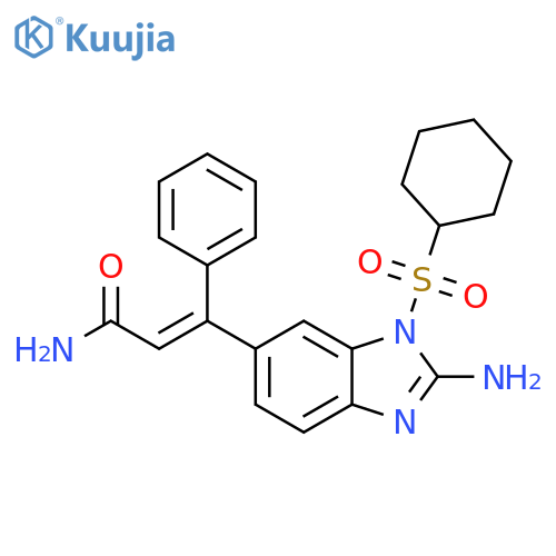 2-Propenamide, 3-[2-amino-1-(cyclohexylsulfonyl)-1H-benzimidazol-6-yl]-3-phenyl-, (E)- (9CI) structure