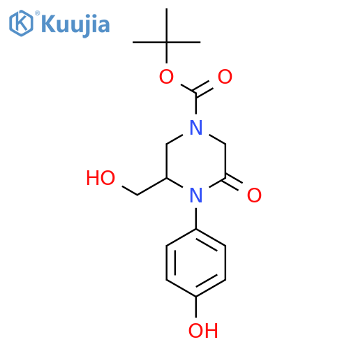 Tert-butyl 3-(hydroxymethyl)-4-(4-hydroxyphenyl)-5-oxopiperazine-1-carboxylate structure