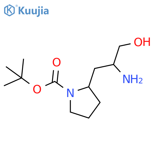 tert-butyl 2-(2-amino-3-hydroxypropyl)pyrrolidine-1-carboxylate structure
