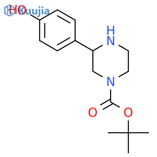 tert-butyl 3-(4-hydroxyphenyl)piperazine-1-carboxylate structure