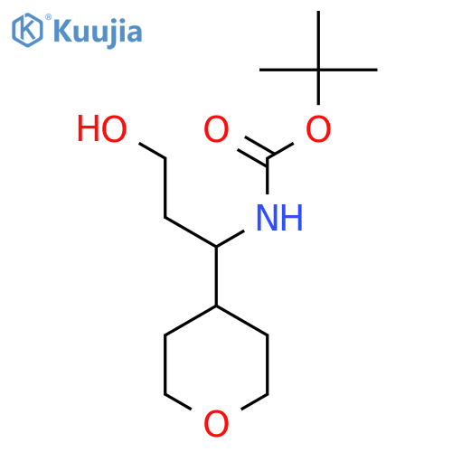 Tert-butyl (3-hydroxy-1-(tetrahydro-2H-pyran-4-yl)propyl)carbamate structure