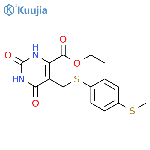 4-Pyrimidinecarboxylic acid, 1,2,3,6-tetrahydro-5-[[[4-(methylthio)phenyl]thio]methyl]-2,6-dioxo-, ethyl ester structure