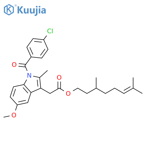 1H-Indole-3-acetic acid, 1-(4-chlorobenzoyl)-5-methoxy-2-methyl-, 3,7-dimethyl-6-octen-1-yl ester structure