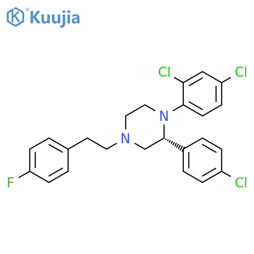 Piperazine,2-(4-chlorophenyl)-1-(2,4-dichlorophenyl)-4-[2-(4-fluorophenyl)ethyl]-,(2R)- structure