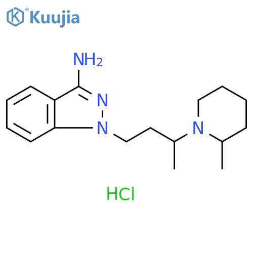 1H-Indazol-3-amine, 1-[3-(2-methyl-1-piperidinyl)butyl]-, hydrochloride (1:2) structure
