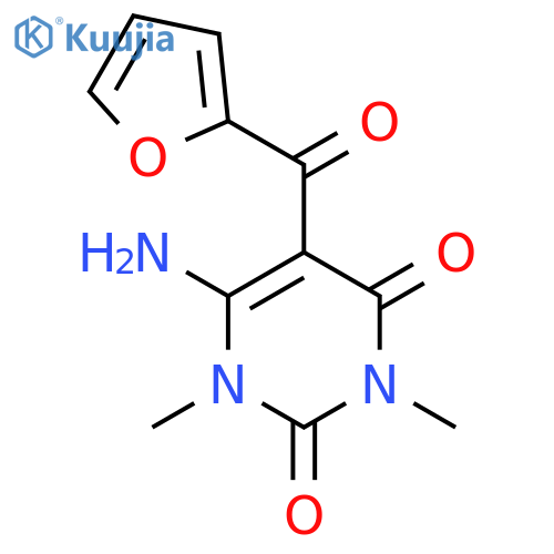 6-amino-5-(furan-2-carbonyl)-1,3-dimethyl-1,2,3,4-tetrahydropyrimidine-2,4-dione structure