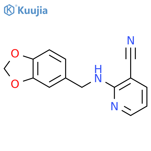 2-(1,3-Benzodioxol-5-ylmethyl)aminonicotinonitrile structure