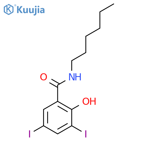 Benzamide, N-hexyl-2-hydroxy-3,5-diiodo- structure