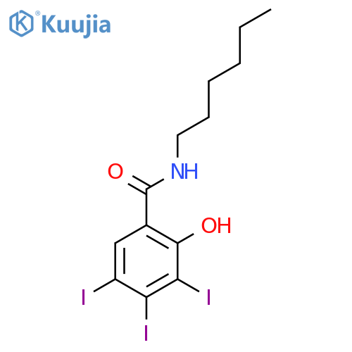 Benzamide, N-hexyl-2-hydroxy-3,4,5-triiodo- structure
