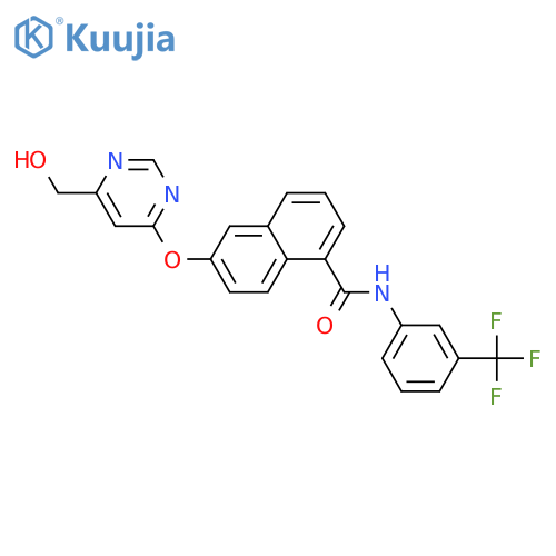 1-Naphthalenecarboxamide, 6-((6-(hydroxymethyl)-4-pyrimidinyl)oxy)-N-(3-(trifluoromethyl)phenyl)- structure