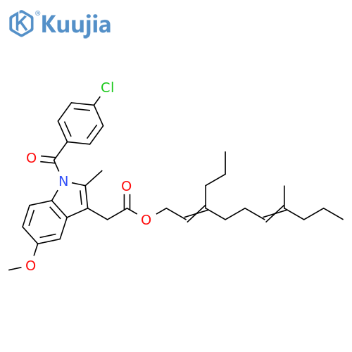 1H-Indole-3-acetic acid, 1-(4-chlorobenzoyl)-5-methoxy-2-methyl-,7-methyl-3-propyl-2,6-decadienyl ester structure