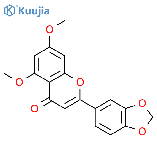4H-1-Benzopyran-4-one, 2-(1,3-benzodioxol-5-yl)-5,7-dimethoxy- structure