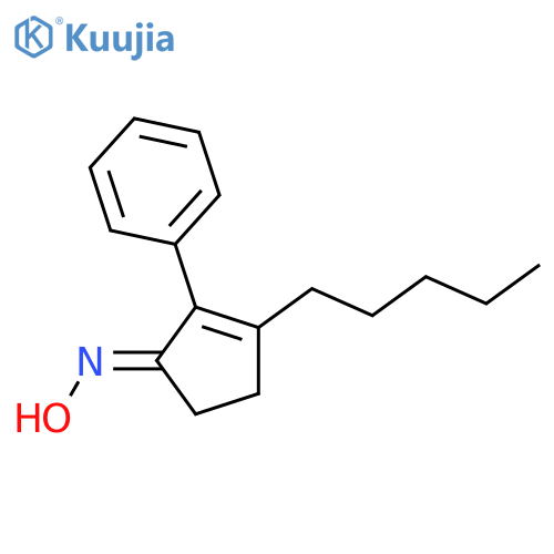 2-Cyclopenten-1-one, 3-pentyl-2-phenyl-, oxime structure