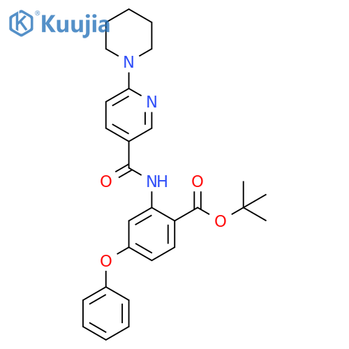 Benzoic acid,4-phenoxy-2-[[[6-(1-piperidinyl)-3-pyridinyl]carbonyl]amino]-,1,1-dimethylethyl ester structure