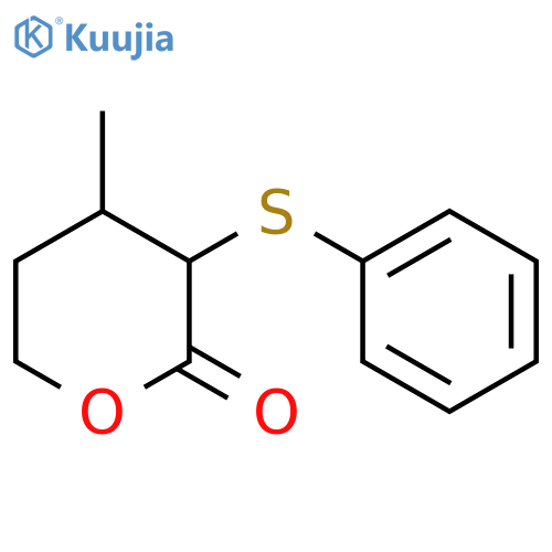 2H-Pyran-2-one, tetrahydro-4-methyl-3-(phenylthio)-, cis- structure