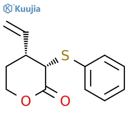 2H-Pyran-2-one, 4-ethenyltetrahydro-3-(phenylthio)-, cis- structure