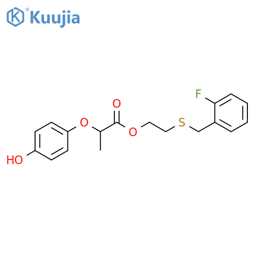 Propanoic acid, 2-(4-hydroxyphenoxy)-, 2-[[(2-fluorophenyl)methyl]thio]ethyl ester structure