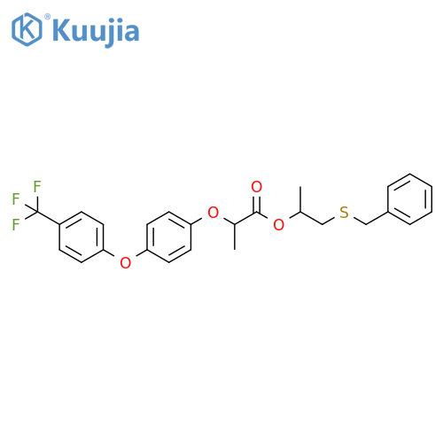 Propanoic acid, 2-[4-[4-(trifluoromethyl)phenoxy]phenoxy]-, 1-methyl-2-[(phenylmethyl)thio]ethyl ester structure