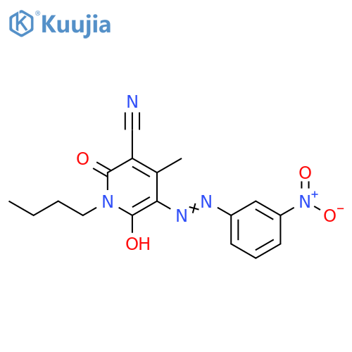 3-Pyridinecarbonitrile,1-butyl-1,2-dihydro-6-hydroxy-4-methyl-5-[(3-nitrophenyl)azo]-2-oxo- structure