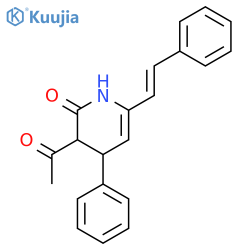 2(1H)-Pyridinone, 3-acetyl-3,4-dihydro-4-phenyl-6-(2-phenylethenyl)- structure