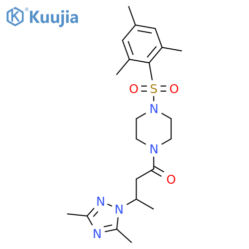 3-(3,5-dimethyl-1H-1,2,4-triazol-1-yl)-1-4-(2,4,6-trimethylbenzenesulfonyl)piperazin-1-ylbutan-1-one structure
