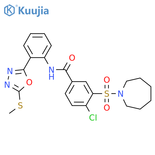 3-(azepane-1-sulfonyl)-4-chloro-N-{2-5-(methylsulfanyl)-1,3,4-oxadiazol-2-ylphenyl}benzamide structure