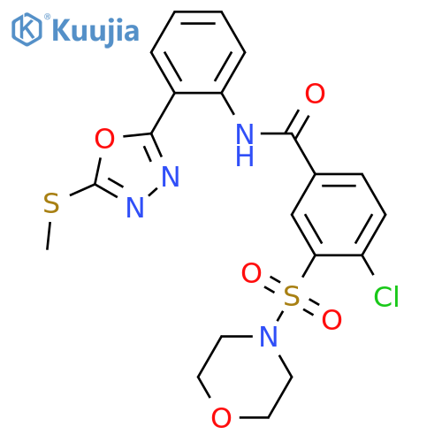 4-chloro-N-{2-5-(methylsulfanyl)-1,3,4-oxadiazol-2-ylphenyl}-3-(morpholine-4-sulfonyl)benzamide structure